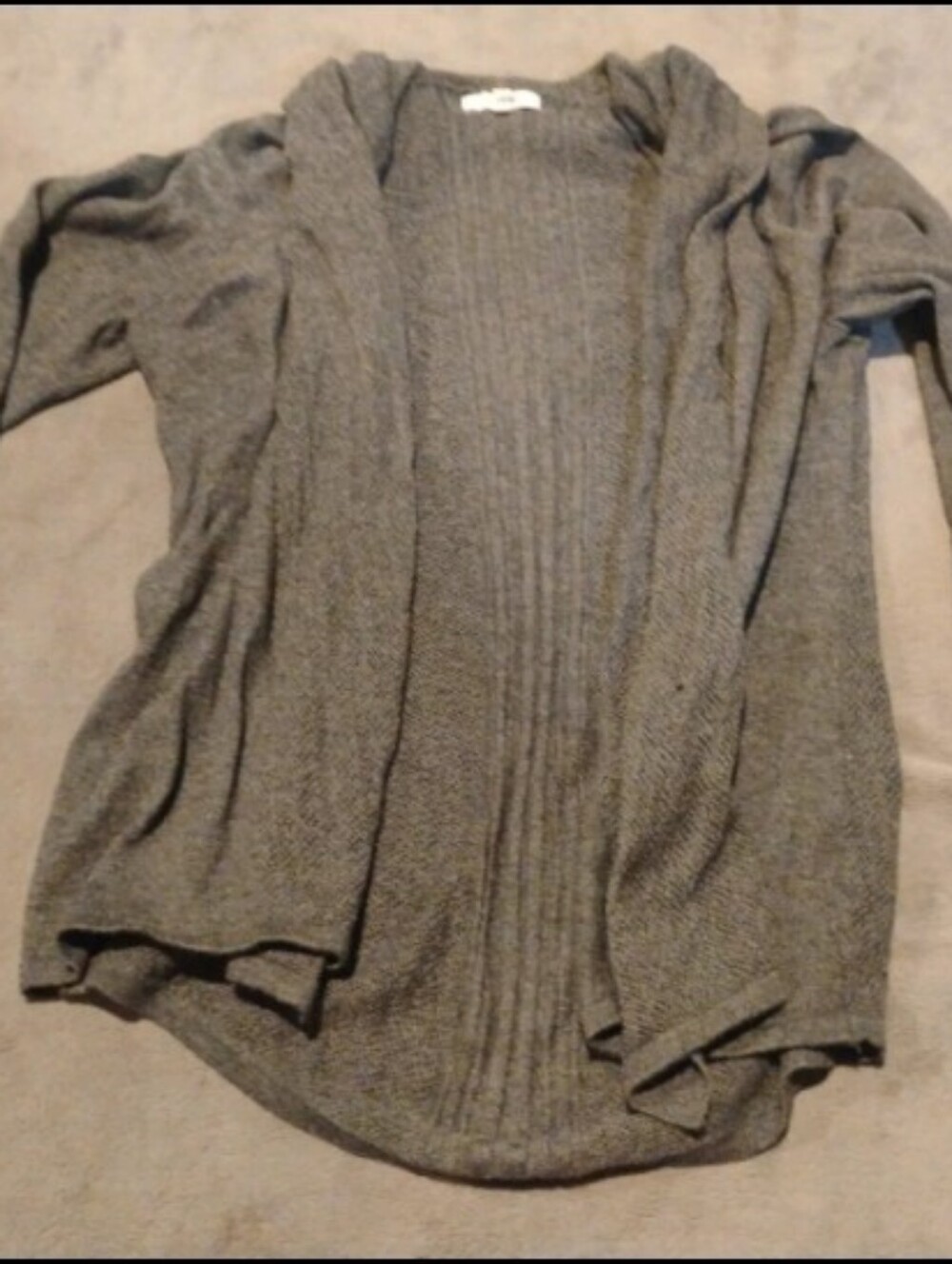 Maurices Grey Open Front Drape Cardigan Sweater Long Sleeve Knit - S